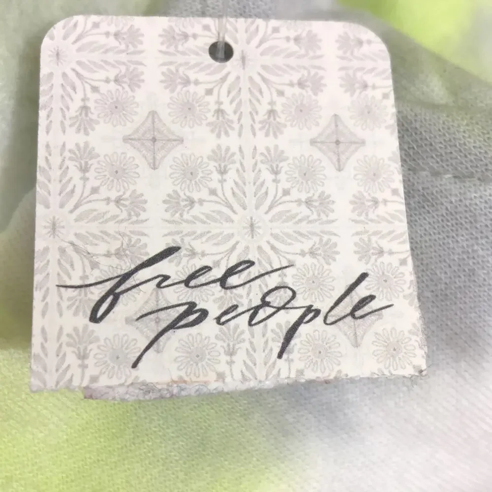 Free People Kelly Washed Green Yellow Tie Dye Lounge Short XS NWT